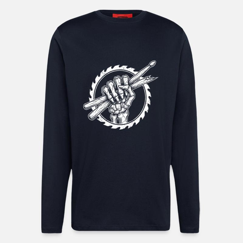 Skeleton hand with drumsticks - Longsleeve - made by SPREAD  - DARK NAVY