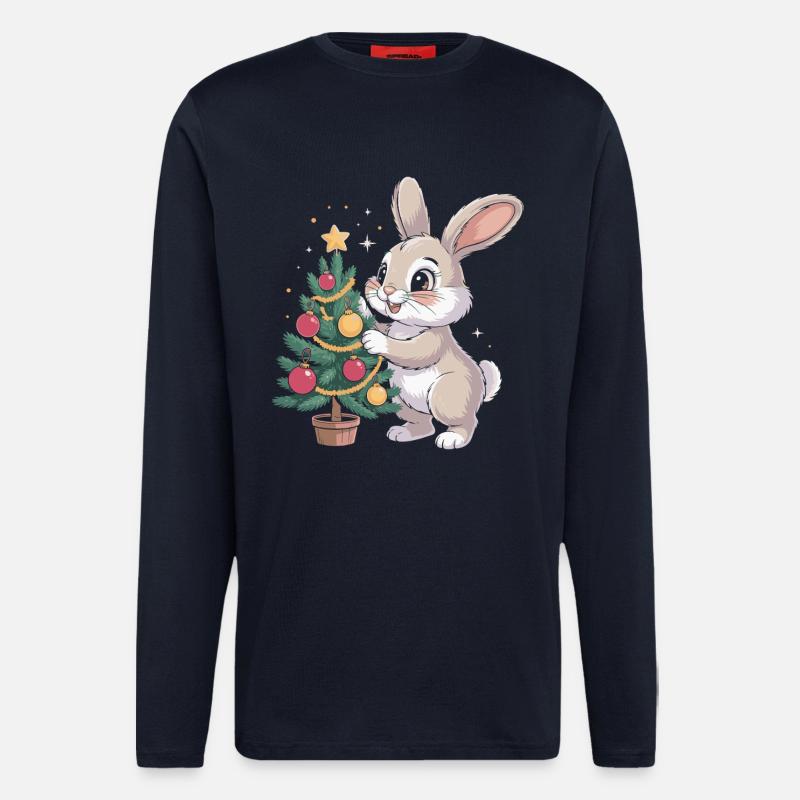 Osterhase schmückt Baum - Langarmshirt - made by SPREAD - DARK NAVY