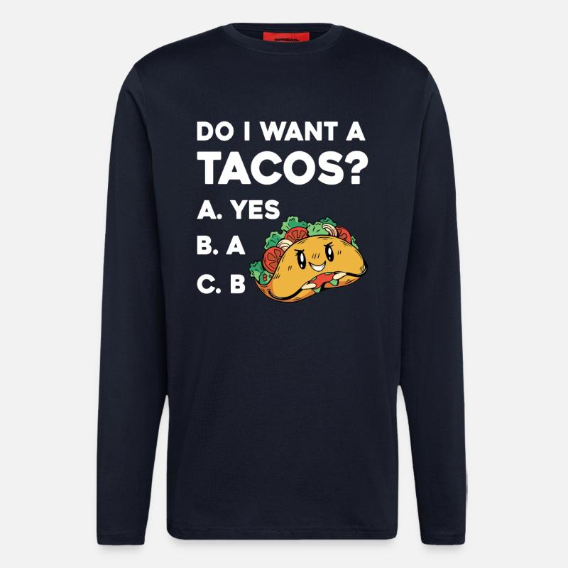 Taco Frage: Ja Oder Nein - Manches longues bio décontracté fabriqué en UE - DARK NAVY