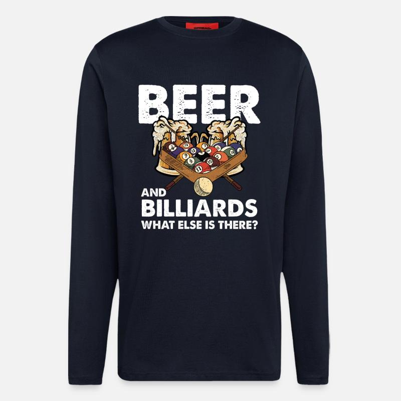 Bier und Billard – Spielabend - Langarmshirt - made by SPREAD  - DARK NAVY