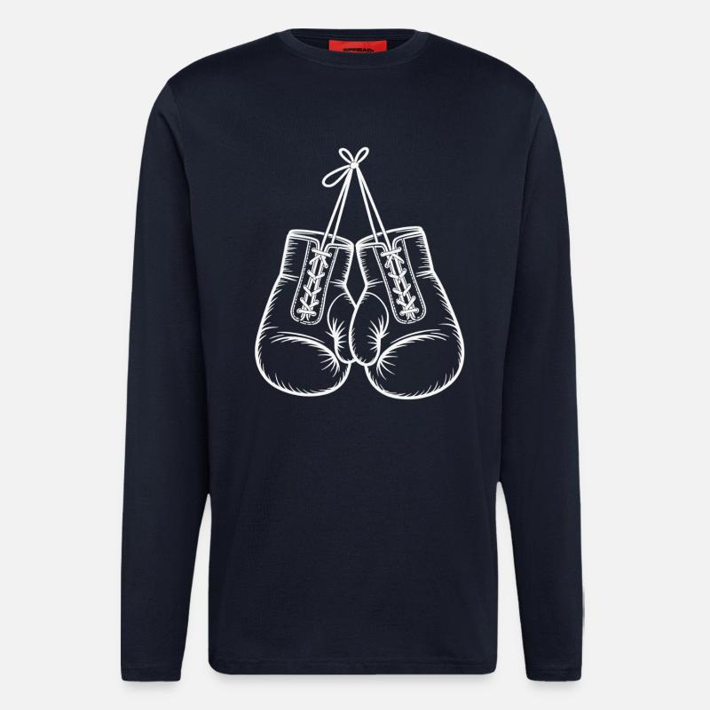 Handgemalte Boxhandschuhe Duo - Langarmshirt - made by SPREAD  - DARK NAVY