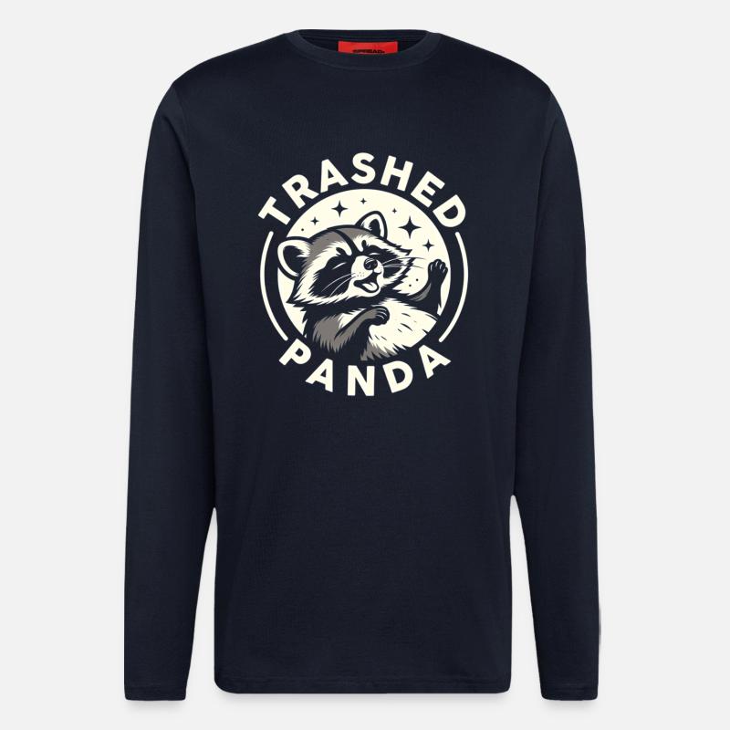 Trashed Panda Raccoon Funny Meme Design - Longsleeve - made by SPREAD  - DARK NAVY