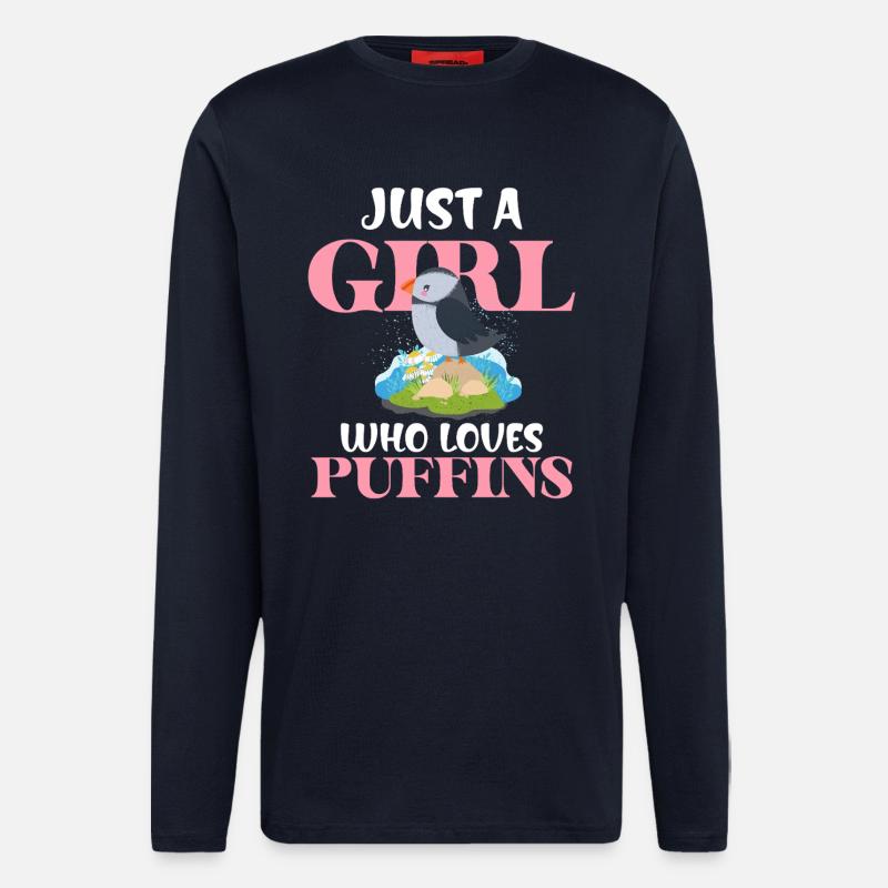 Nur ein Mädchen liebt Puffins - Langarmshirt - made by SPREAD  - DARK NAVY
