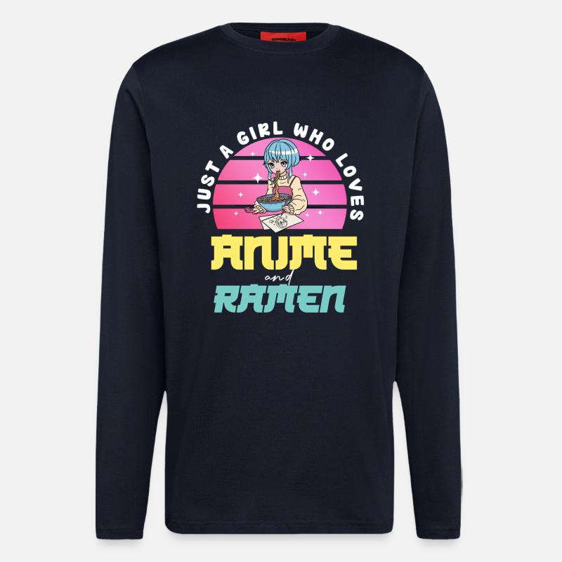 Anime Liebe Mädchen isst Ramen - Langarmshirt - made by SPREAD  - DARK NAVY
