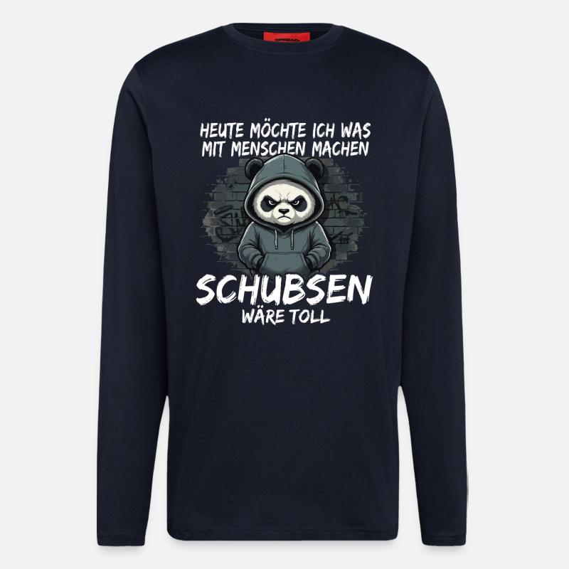 Grim Panda – Sarcastic Shoving - Longsleeve - made by SPREAD  - DARK NAVY