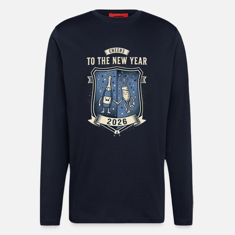 Prost auf die Neujahrsfeier 2026 - Langarmshirt - made by SPREAD  - DARK NAVY