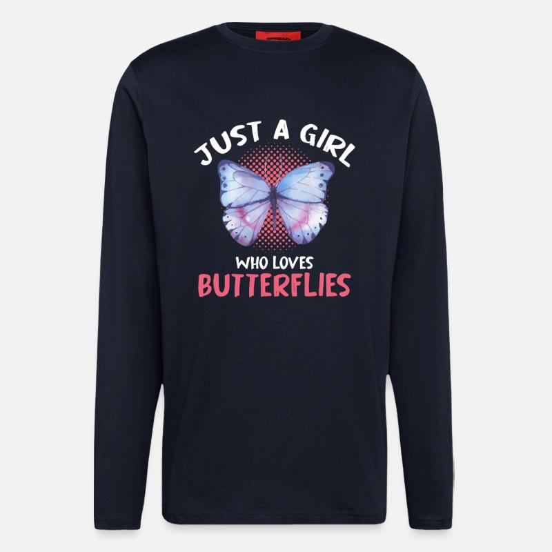 Nur ein Mädchen liebt Schmetterlinge - Langarmshirt - made by SPREAD  - DARK NAVY
