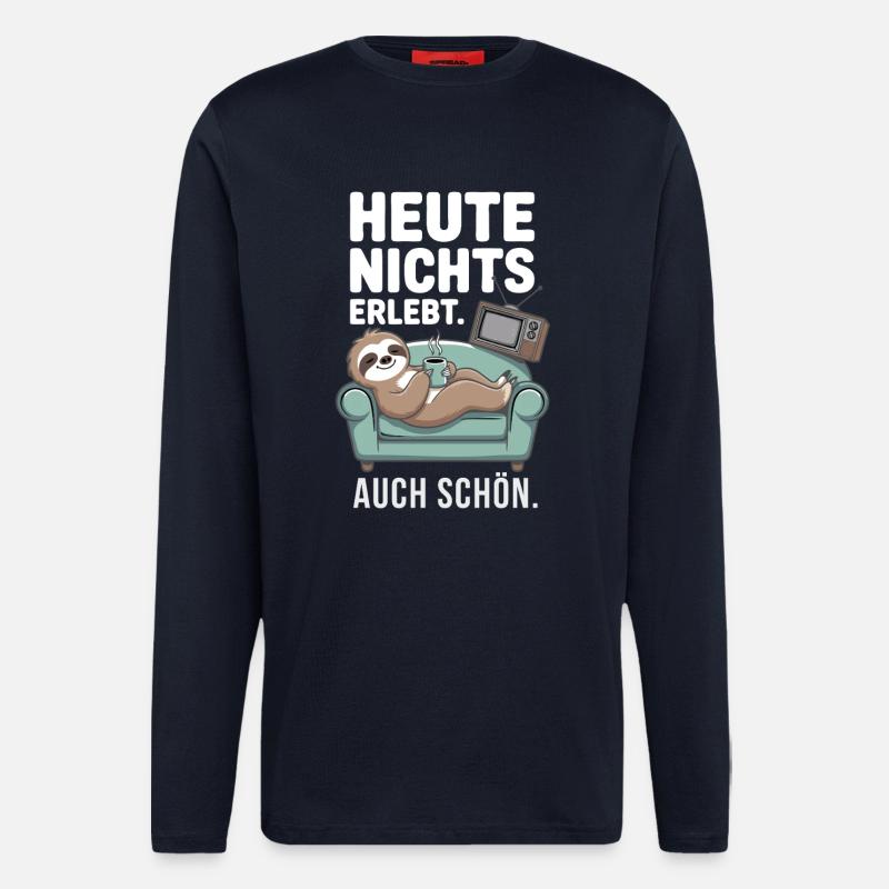 Sloth Motif – Nothing Experienced Today - Longsleeve - made by SPREAD  - DARK NAVY