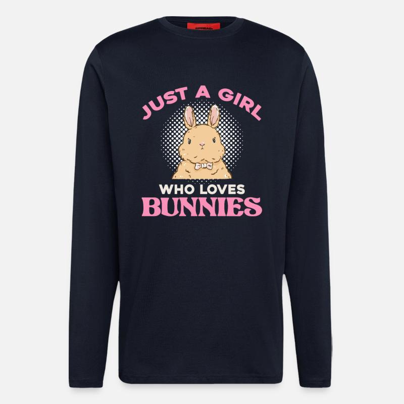 Nur ein Mädchen liebt Kaninchen - Langarmshirt - made by SPREAD - DARK NAVY