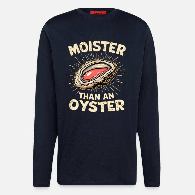 Feucht wie eine Auster – Wortwitz - Langarmshirt - made by SPREAD  - DARK NAVY