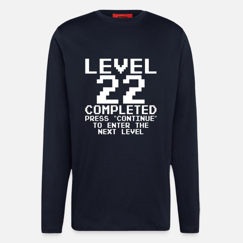 Level 22 Pixel Retro Abgeschlossen - Langarmshirt - made by SPREAD - DARK NAVY
