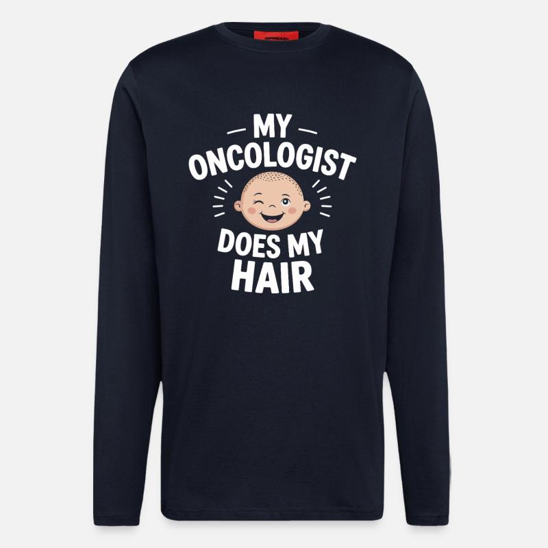 Mon oncologue coiffe mes cheveux - Manches longues bio décontracté fabriqué en UE - DARK NAVY