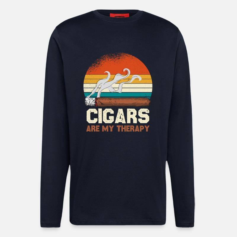 Zigarren Therapie Retro Sunset - Langarmshirt - made by SPREAD  - DARK NAVY