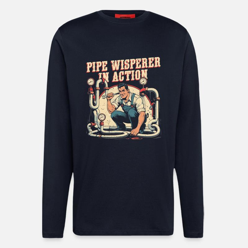 Pipe Layer Pipe Builder Pipe Whisperer - Manches longues bio décontracté fabriqué en UE - DARK NAVY