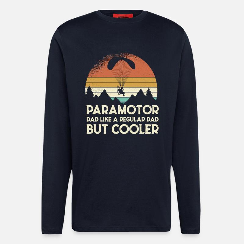 Paramotor Dad Retro Sonnenuntergang - Langarmshirt - made by SPREAD  - DARK NAVY
