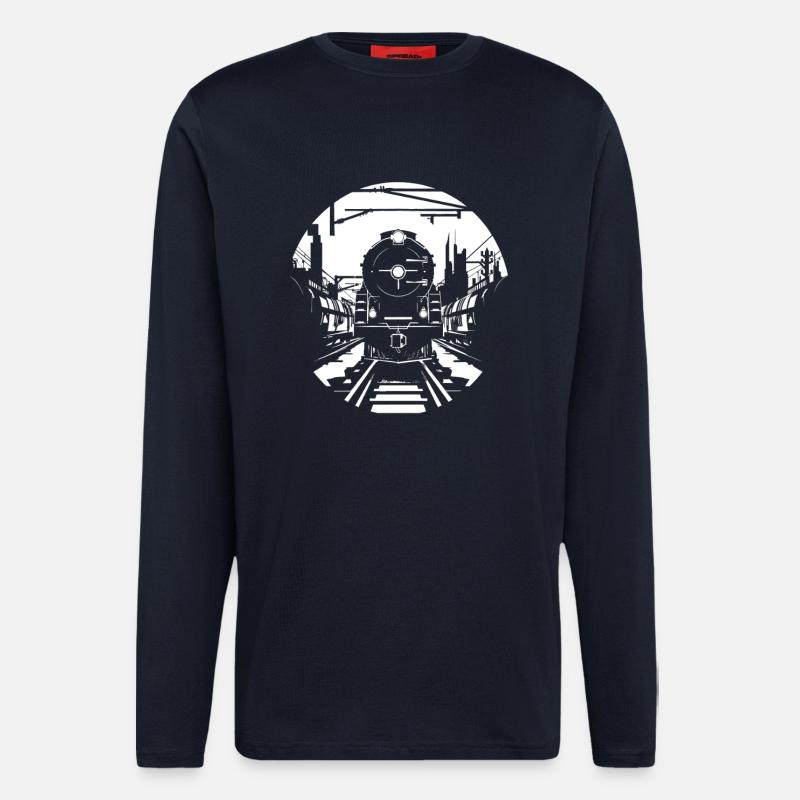 Eisenbahn Skizze - Langarmshirt - made by SPREAD  - DARK NAVY