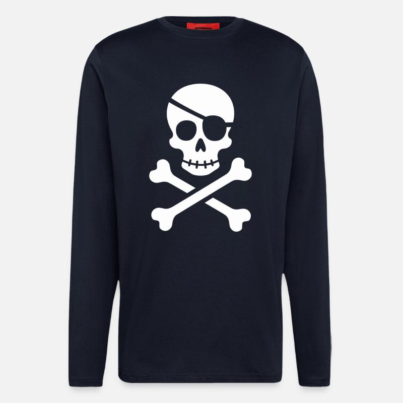 Classic Jolly Roger Pirate Skull - Longsleeve - made by SPREAD  - DARK NAVY