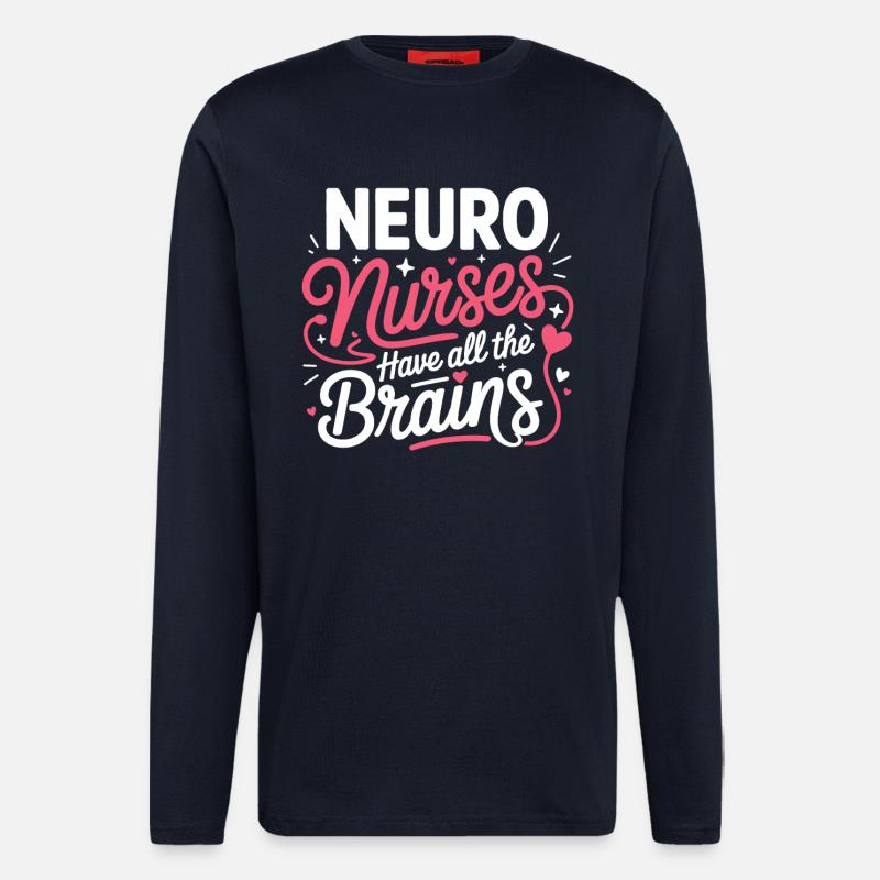 NeuroNurse All Brains Design - Langarmshirt - made by SPREAD - DARK NAVY