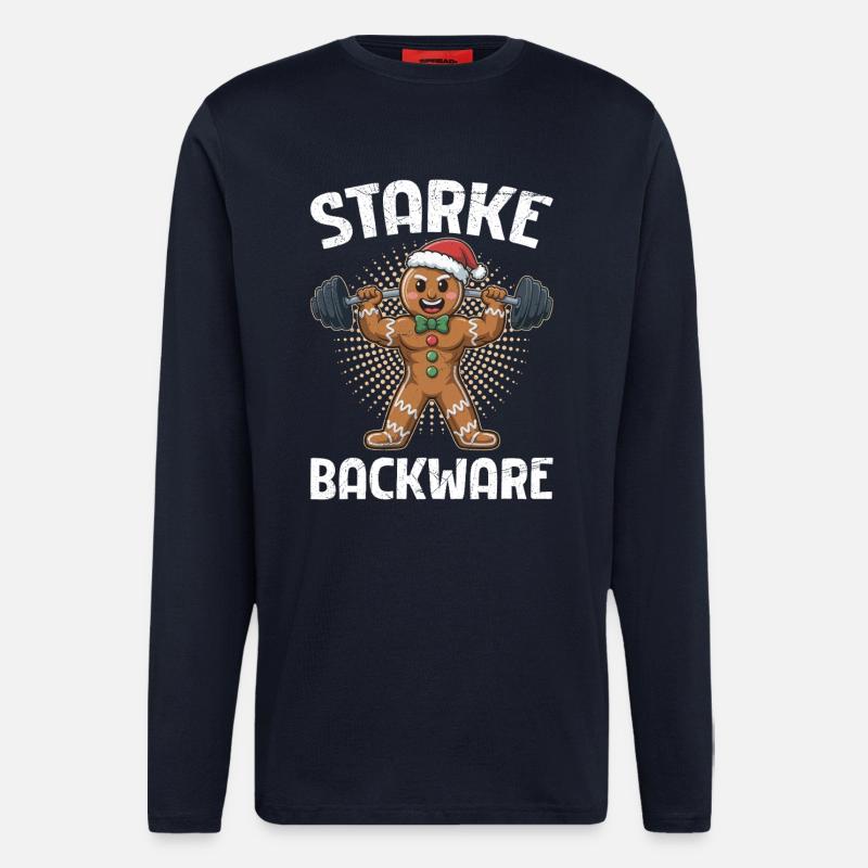 Gingerbread Man STARKE BACKWARE Funny - Longsleeve - made by SPREAD  - DARK NAVY