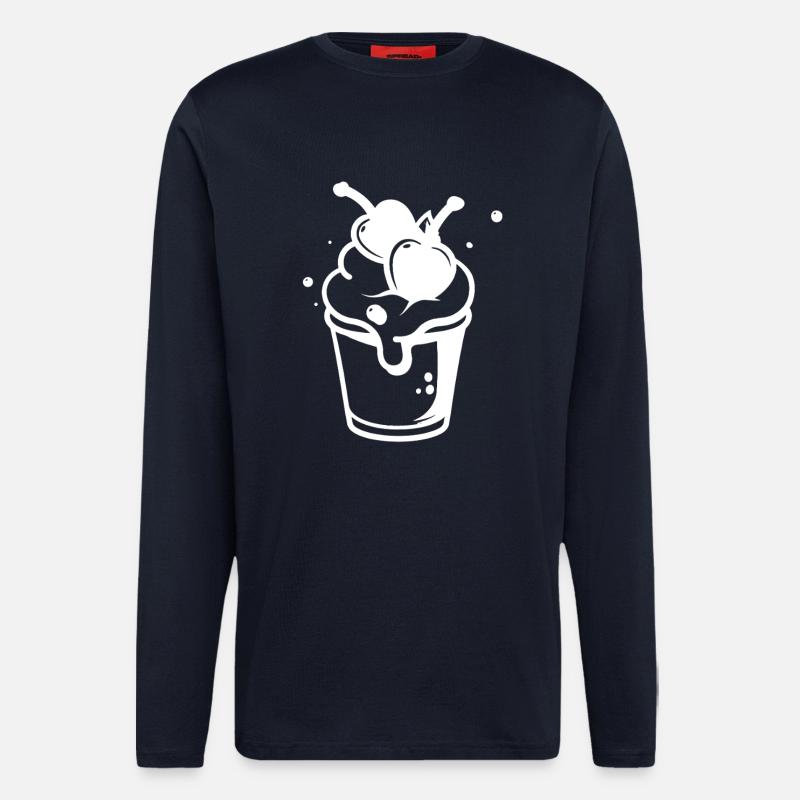 Dessin de coupe glacée - Manches longues bio décontracté fabriqué en UE - DARK NAVY