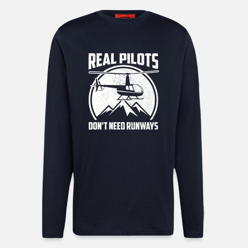Hubschrauberpilot Helikopterpilot - Langarmshirt - made by SPREAD  - DARK NAVY