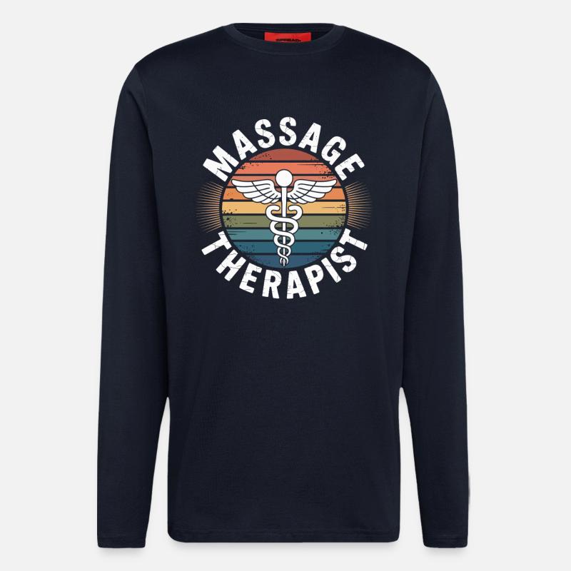 Retro Rainbow Massage Logo - Longsleeve - made by SPREAD  - DARK NAVY