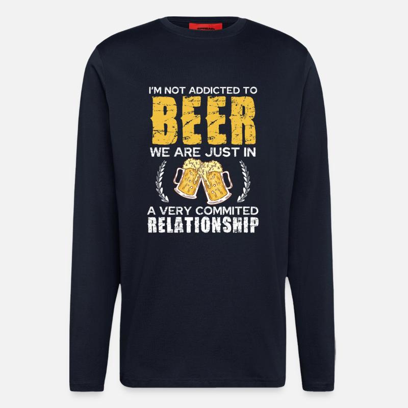 Relation amoureuse de bière Chemise blague - Manches longues bio décontracté fabriqué en UE - DARK NAVY