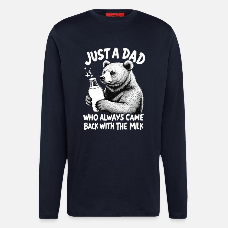 Bär mit Milch – Vatertier Spruch - Langarmshirt - made by SPREAD  - DARK NAVY