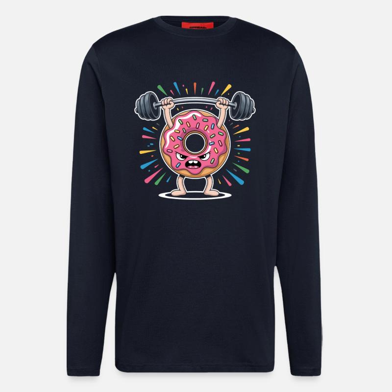 Donut strength training with sprinkles - Longsleeve - made by SPREAD  - DARK NAVY