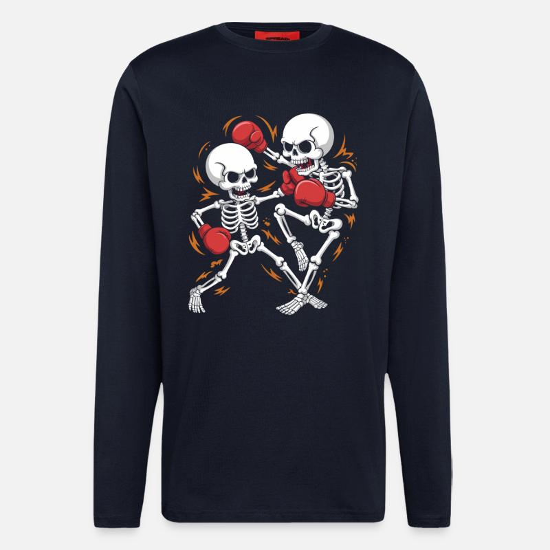 Boxing skeletons in bone rhythm - Longsleeve - made by SPREAD  - DARK NAVY