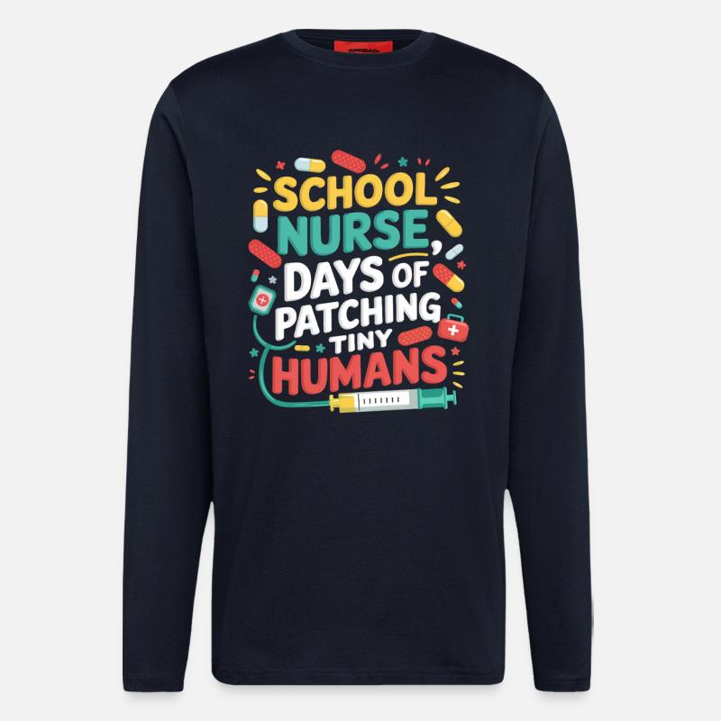 Minis patchwork d’infirmière scolaire - Manches longues bio décontracté fabriqué en UE - DARK NAVY