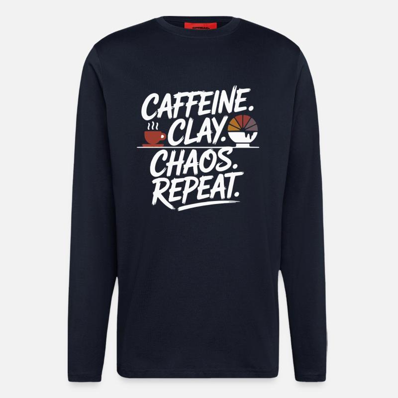 Caffeine Clay Chaos Repeat Design - Longsleeve - made by SPREAD  - DARK NAVY