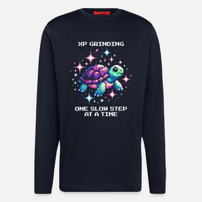 XP grinden | Schildkröte - Langarmshirt - made by SPREAD - DARK NAVY