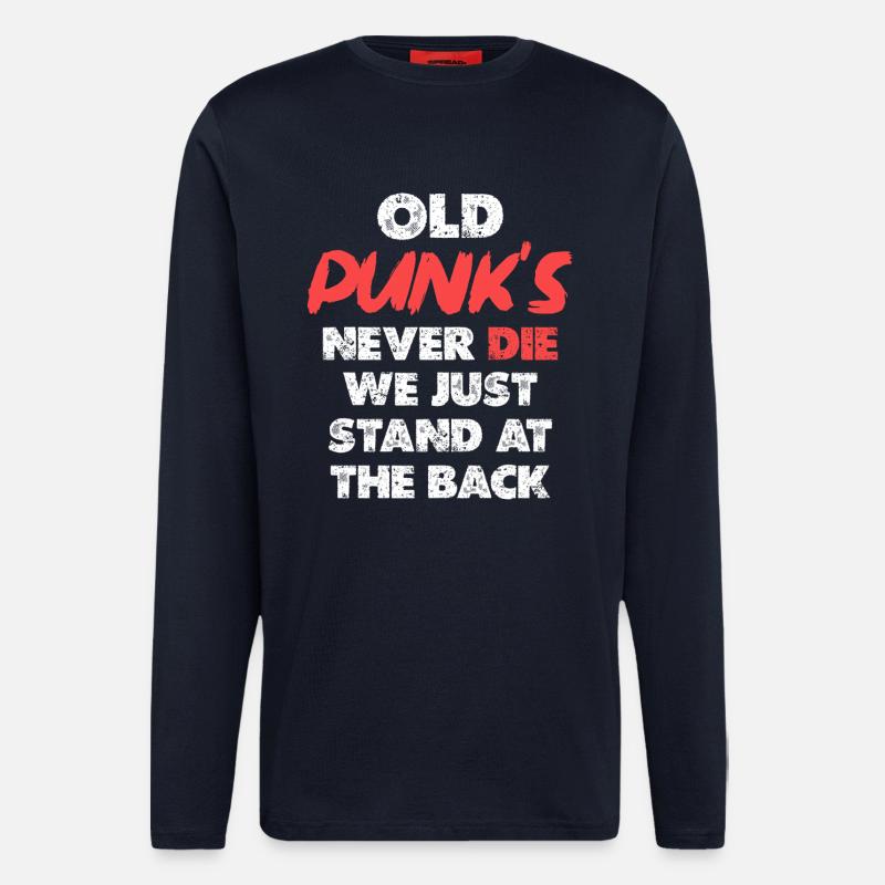 Œuvres d’art Old Punks Never Die - Manches longues bio décontracté fabriqué en UE - DARK NAVY