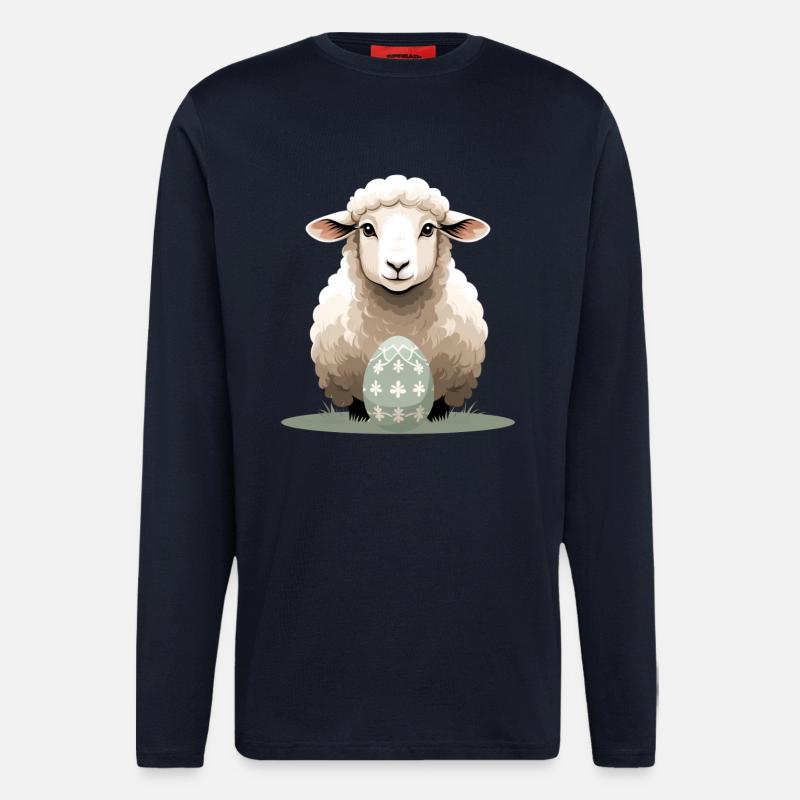Cuddly lamb with Easter egg - Longsleeve - made by SPREAD  - DARK NAVY