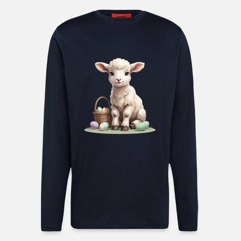 Pastell Lamm mit Ostereiern - Langarmshirt - made by SPREAD  - DARK NAVY