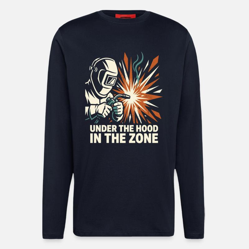 Welder Helmet Spark Focus Design - Longsleeve - made by SPREAD  - DARK NAVY