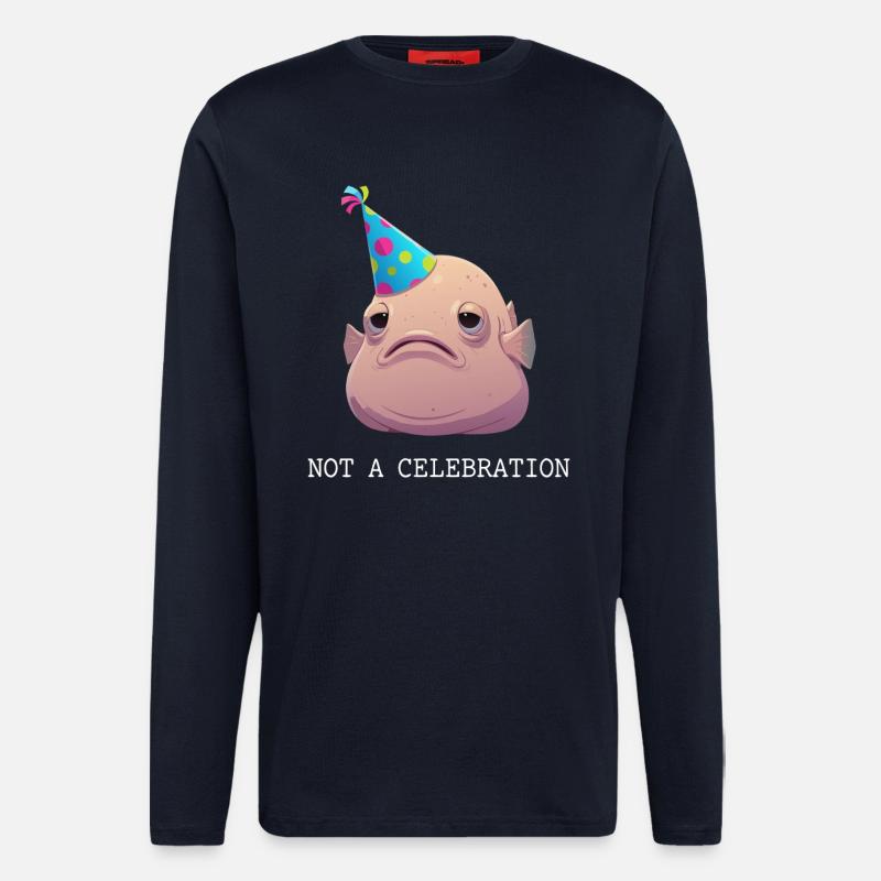 Blobfish, pas une célébration - Manches longues bio décontracté fabriqué en UE - DARK NAVY