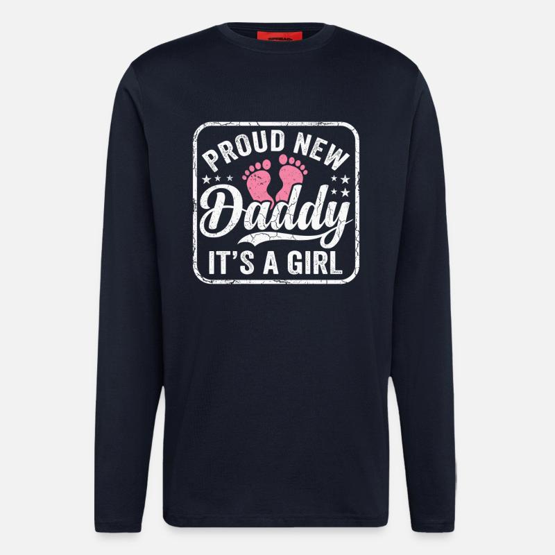 Werdender Papa & Vater, Geburt Tochter Mädchen - Langarmshirt - made by SPREAD  - DARK NAVY