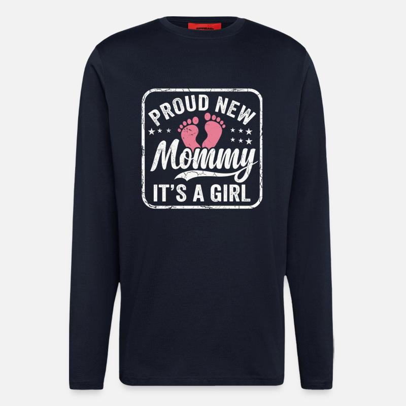 Werdende Mama & Mutter, Geburt Tochter Mädchen - Langarmshirt - made by SPREAD  - DARK NAVY