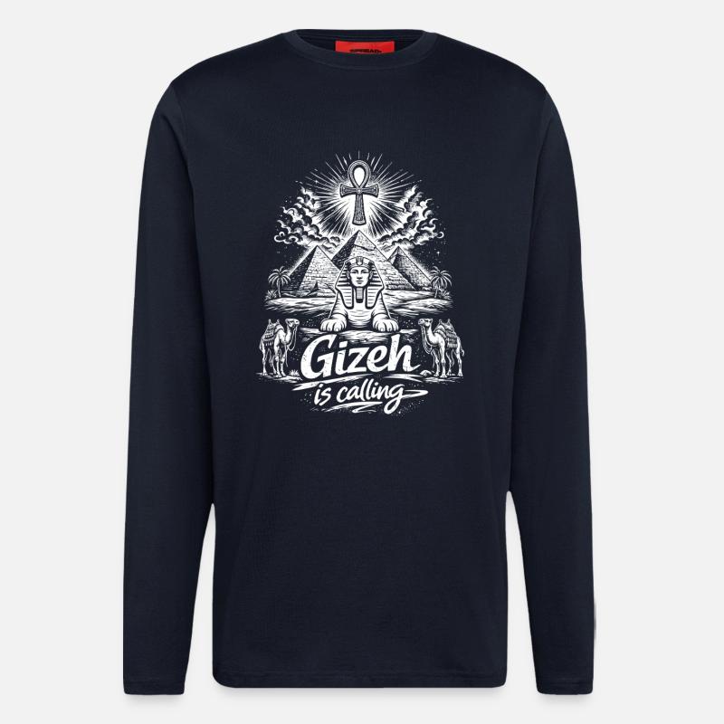 Gizeh is calling Ägypten Pyramiden Reise - Langarmshirt - made by SPREAD  - DARK NAVY