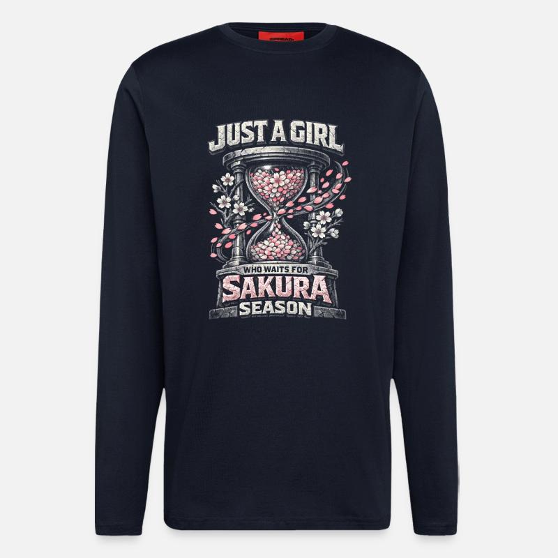 Cherry Blossom Sakura Cherry Blossom - Longsleeve - made by SPREAD - DARK NAVY