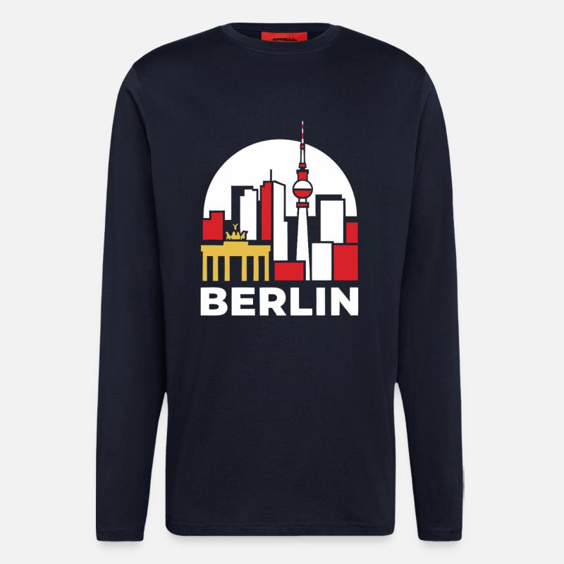 Berlin Skyline Fernsehturm - Langarmshirt - made by SPREAD  - DARK NAVY