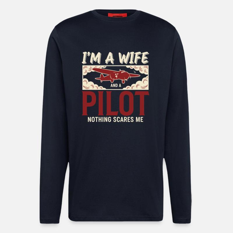 Pilotin Ehefrau Pilot - Langarmshirt - made by SPREAD  - DARK NAVY