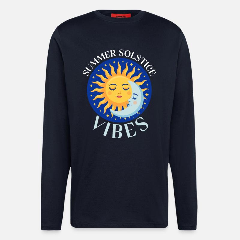 Litha Pagan Solstice d’été Midsommar - Manches longues bio décontracté fabriqué en UE - DARK NAVY
