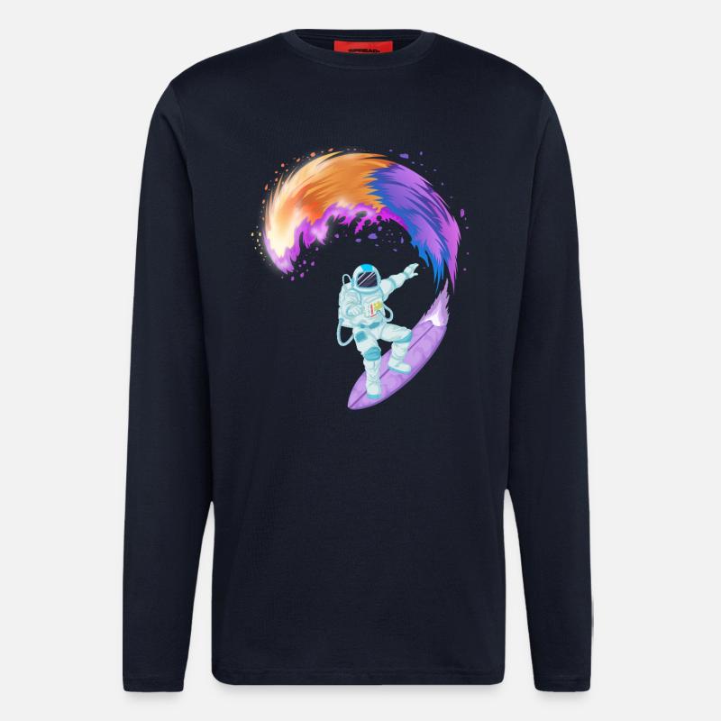 Chemise spatiale de surf d’astronaute - Manches longues bio décontracté fabriqué en UE - DARK NAVY