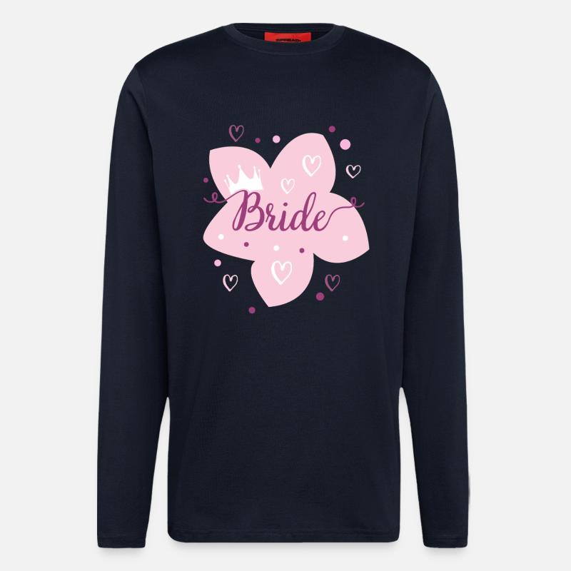 Hochzeit Brautblume Rosa Krone - Langarmshirt - made by SPREAD - DARK NAVY