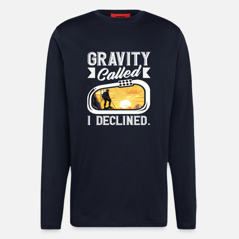 Gravity Called I Declined Lustiges Klettern - Langarmshirt - made by SPREAD  - DARK NAVY