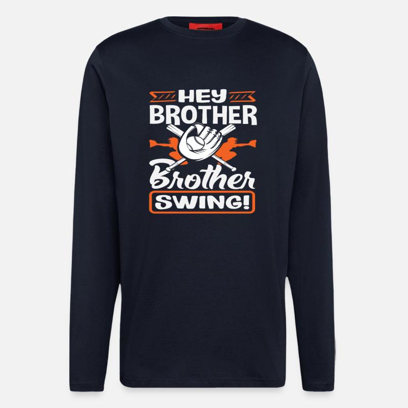 Hey Bruder Swing Baseball Spruch - Langarmshirt - made by SPREAD - DARK NAVY