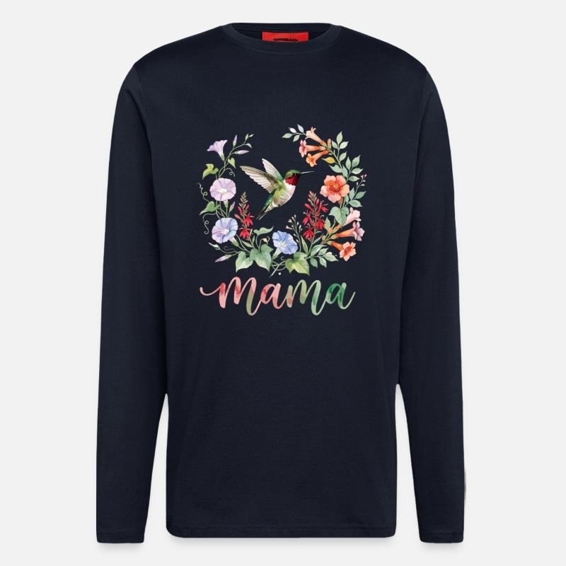 Ruby Throated Hummingbird Mama Mom - Longsleeve - made by SPREAD  - DARK NAVY